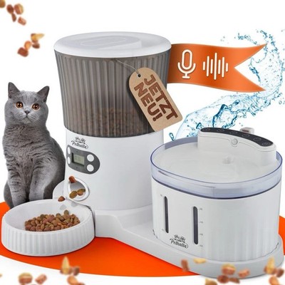 2in1 Trinkbrunnen Futterautomat Futterspender Aqua-Clear-Filter 2L 2,8Kg Sensor