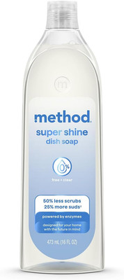 Method Super Shine Liquid Dish Soap, Powered by Enzymes, Free + Clear, Unscented