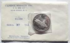 1964 Montana State Capitol Medal - .999 Silver - Original Envelope, Helena Token