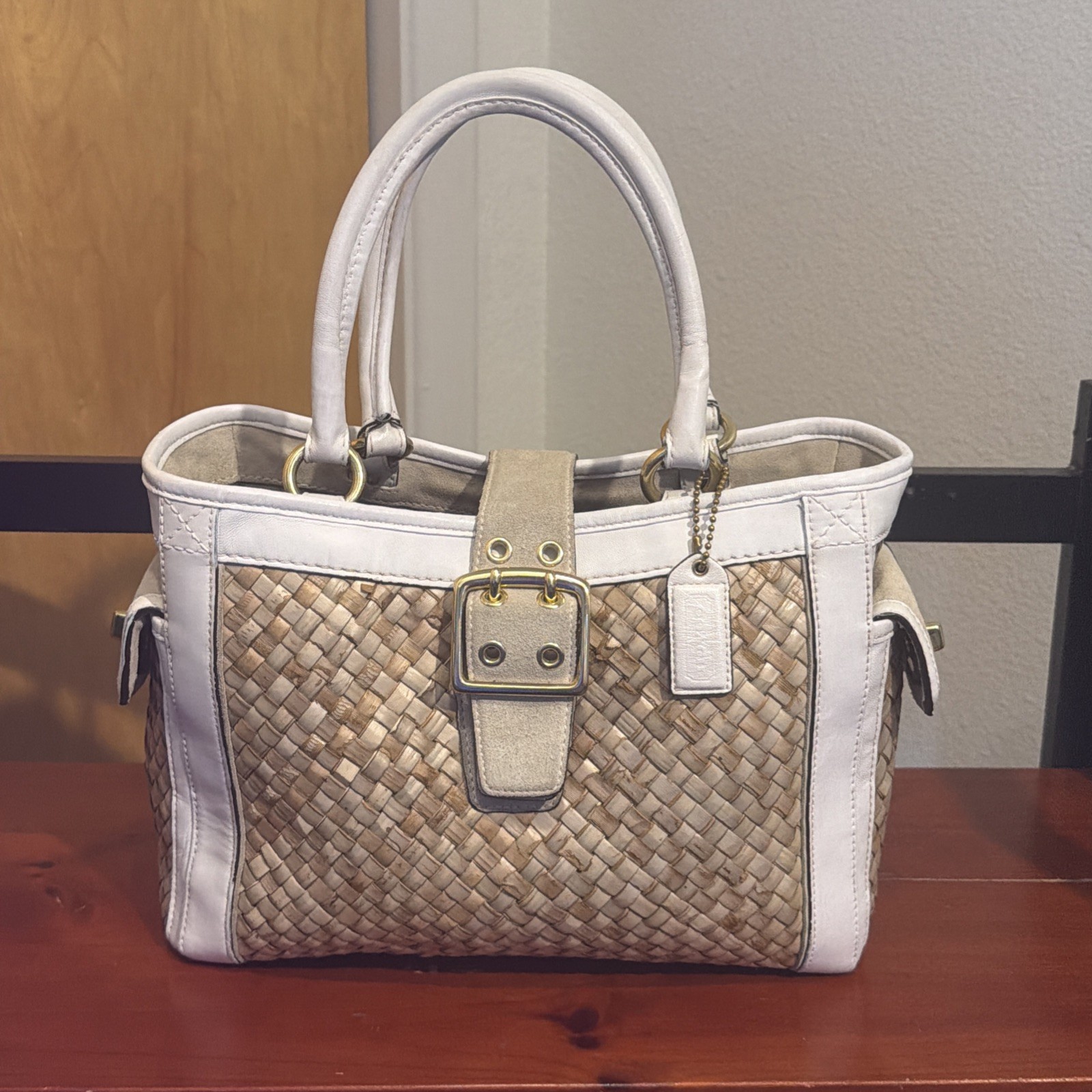 Coach Soho Straw Tote Bag White 3237 - Gem