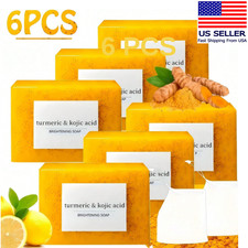 6-Pack Turmeric Glow Soap Bar - Lemon  Kojic Acid, Removing Dark Spots