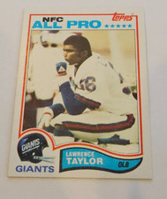Lawrence Taylor 1982 Topps #434 Rookie Card Giants HOF Legend RAW Clean RC NFL. rookie card picture