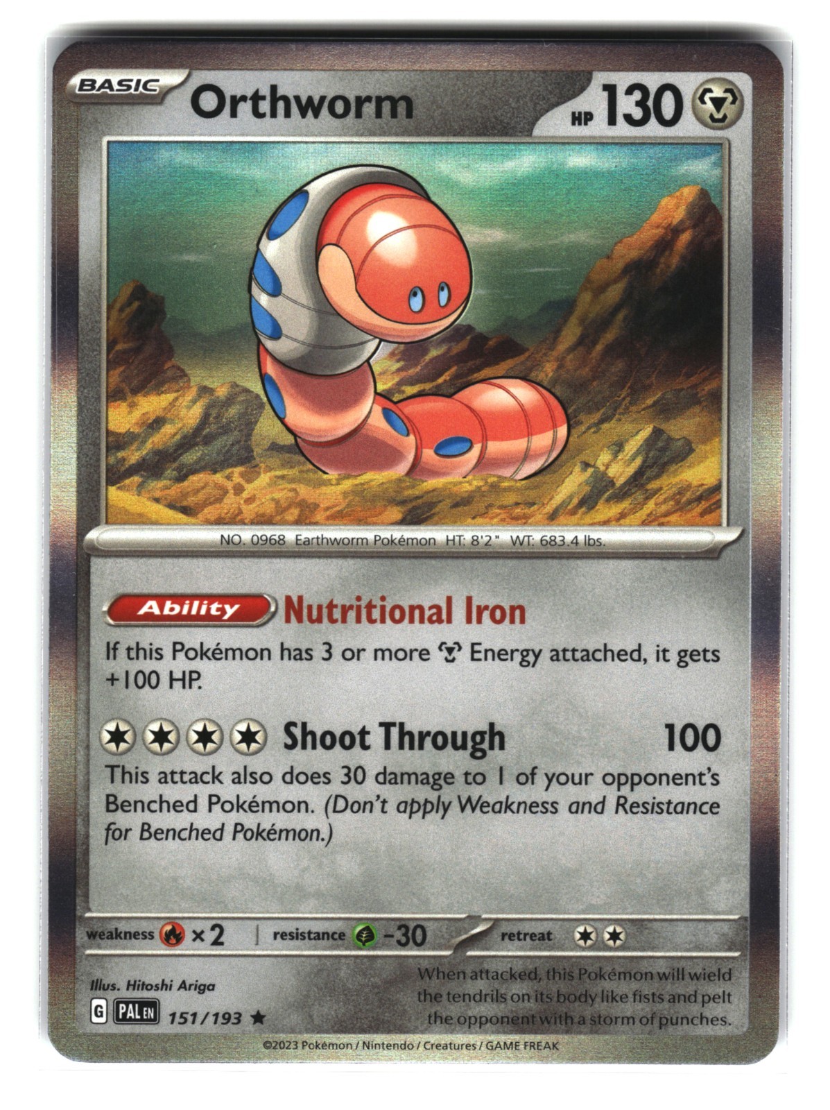 Orthworm 151/193 Holo Paldea Evolved Pokemon Card 