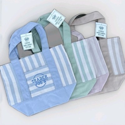 Trader Joe s Mini Pastel Stripe Canvas Tote Bag Limited Edition Set Of 4
