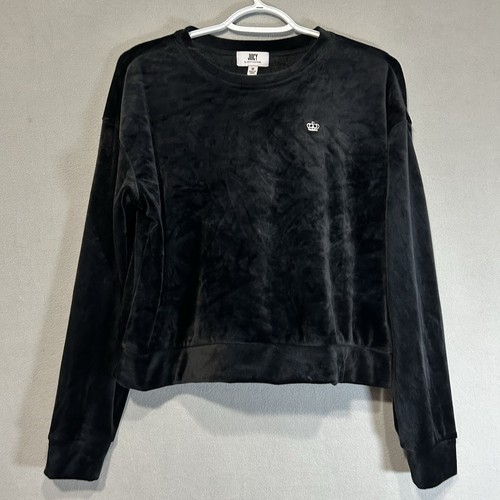 Juicy Couture Velvet Pullover Top Womens M Black Goth Dark Academia Sweat Shirt