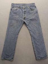 Levis 501 Jeans Mens 36x32 Blue Button Fly Straight Leg Denim Distressed Y2K