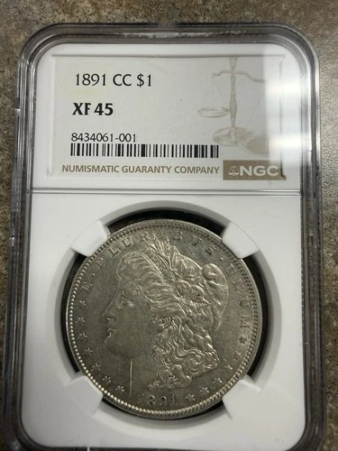 1891-CC MORGAN DOLLAR NGC XF 45