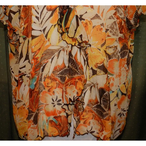Camicia Cato Donna 26W / 28W Trasparente Poli Arruffata Floreale Pull Over Taglie Forti Donna - Foto 5 di 6
