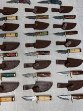 Lot of  20 Handmade Damascus Steel Hunting Sharp Stag/Antler Knives with Sheath