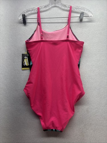 Girls Art Class Onepiece Swimsuit Pink Tropical Print XL (14) Retail $23 - Picture 3 of 6