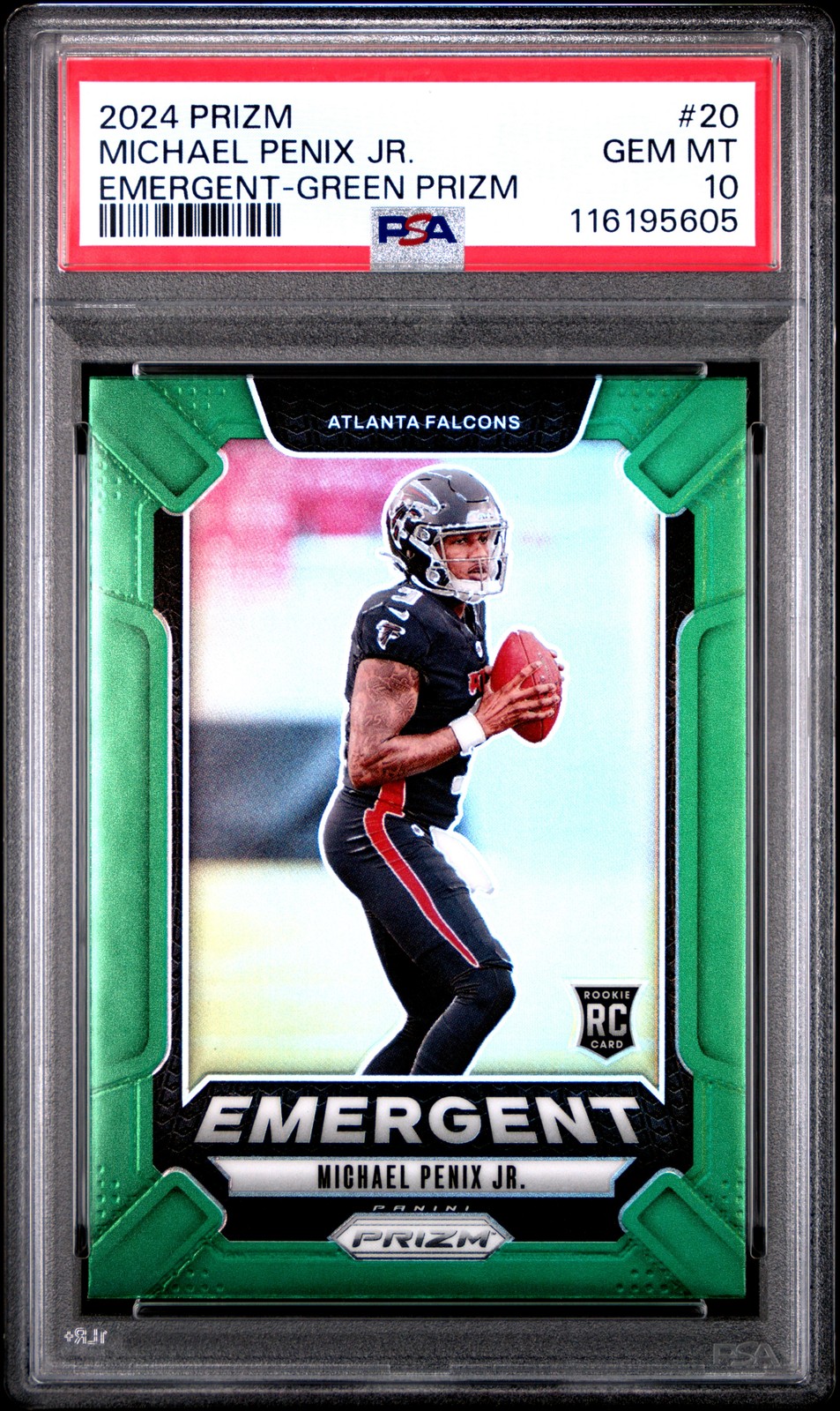 2024 Panini Prizm Emergent #20 Michael Penix Jr. Emergent-Green PSA 10 Rookie RC