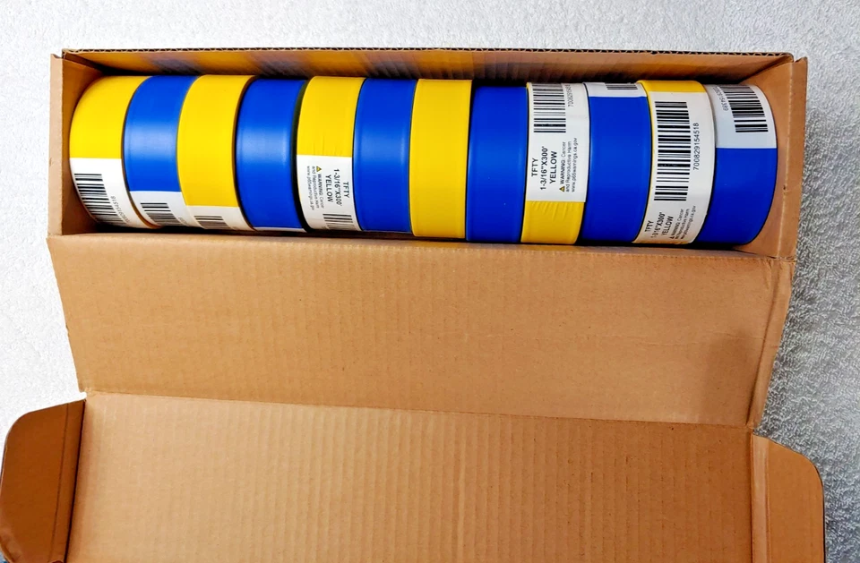 CASE of 12 Presco Taffeta Yellow Roll Flagging Tapes 1-3/16" x 300 Ft TFY - Image 2 of 4