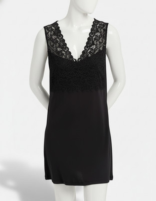 Hanro Women's Black Moments Lace Tank Nightgown Sleepwear Size S
