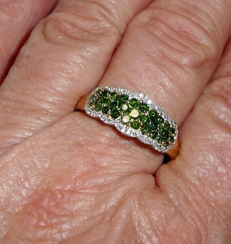 Ring 585 Gelbgold 1.00ct. grüne u weiße Diamanten Gr: 66 / 21 mm änderbar 4,2gr - Picture 8 of 11