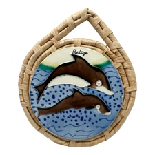 Belize Dolphin Tile Woven Trivet Wall Hanging Hot Pad EUC
