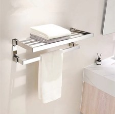 Folding 20" Towel Rack Bathroom Hotel Rail Holder Stainless Steel Storage Shelf