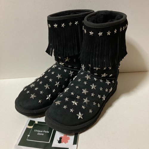 Stivali UGG × Jimmy Choo scamosciati borchiati a stelle neri US6 EU37 UK4,5