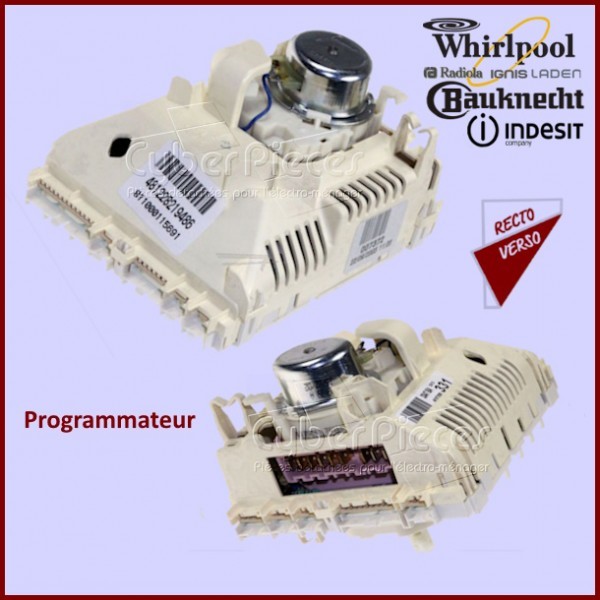Programmateur Whirlpool 481228219486 d'origine pour lave-vaisselle blanc