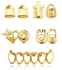 Gifikoi 7pcs Gold Grillz Set For Your Teeth 18k Plated One Size Golden Gifikoi 7pcs Gold Grillz Set For Your Teeth 18k Plated One Size Golden
