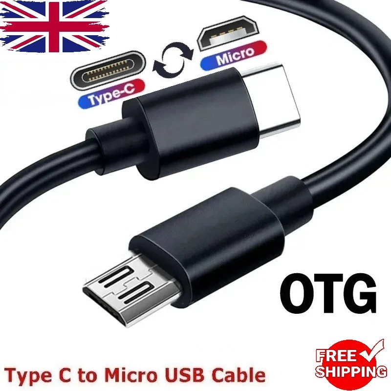 USB Type C to Micro USB Data & Sync OTG charging cable - Black