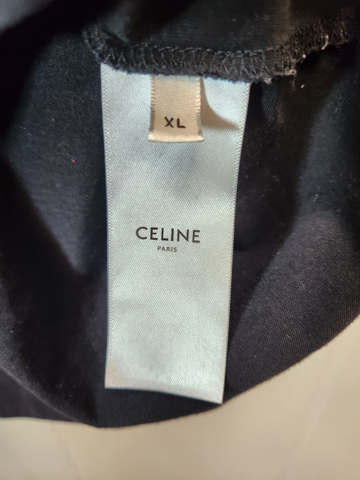 CELINE Paris Solid Logo Graphic Women's T Shirt Size XL Black/White Pre-owned image 3