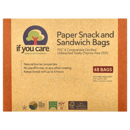 Paper Snack and Sandwich Bags, 48 Bags