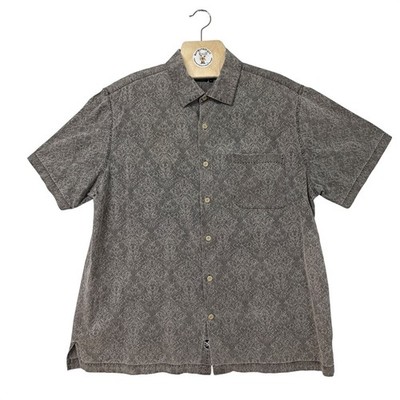 Nat Nast Silk Cotton Button Up Shirt Men's L Cigar Brown Short Sleeve