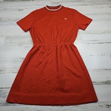 Vintage Robbie Rivers Dress Small Orange Short Sleeve Pullover Shoulder Zip