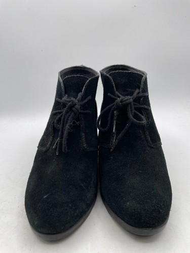 Crocs Dual Leigh Ankle Boot Women's Sz 8.5 Black Suede Wedge Heel 203419 - Picture 2 of 9