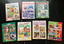Lot 7 Plastic Canvas Patterns BOOKS  Gifts Christmas Snow Holidays Bazaar 