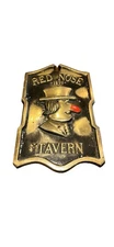Vintage 60s Bar Metal Sign "Red Nose Tavern" 14.5" X 9.25" Brass Finish Clown