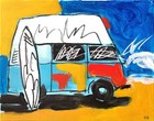 Original Neo Expressionist Camper Van Acrylic 11x14 Canvas, Holly Hammond — photo 2