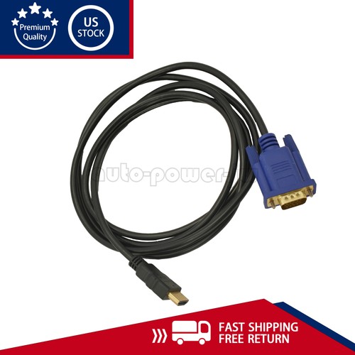 6 Fuß HDMI-Stecker zu VGA-Stecker Konverter Adapter 1080P Kabel für PC Monitor HDTV Roku - Bild 4 von 10