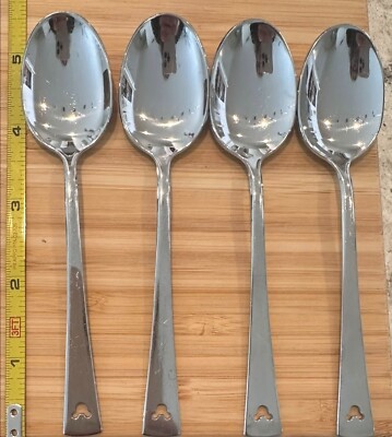 4~Abert's Mickey Mouse Stainless 18/10 Italy Pierced Flatware SPOON 5 1/8''