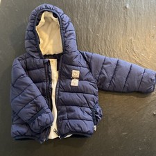 HM Baby Winterjacke | Gr. 74 | Blau | Kanz | mit Kapuze & Kuschelfell | Stepp