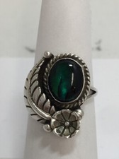 Vintage STC Abalone Paua Shell Ring Size 5 1/2 Sterling Silver