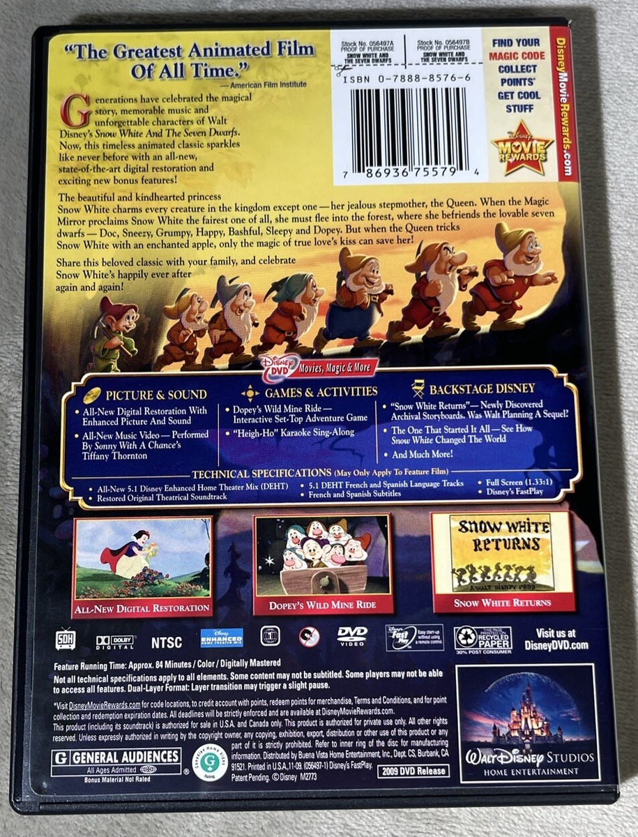 Snow White & The Seven Dwarves DVD 2009 Walt Disney | eBay