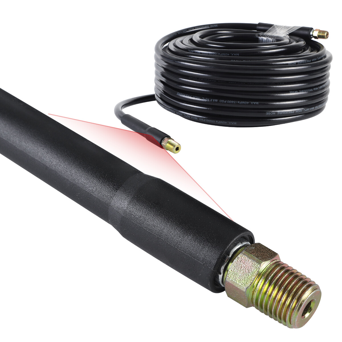 100FT 1/4"MNPT Drain Cleaning Hose Sewer Jetter Nozzles Kit For