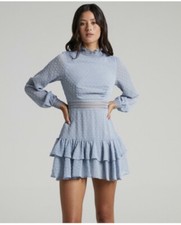 Showpo Dress Size 12 Event Special Occasion Wedding Guest Blue Long Sleeve NWT