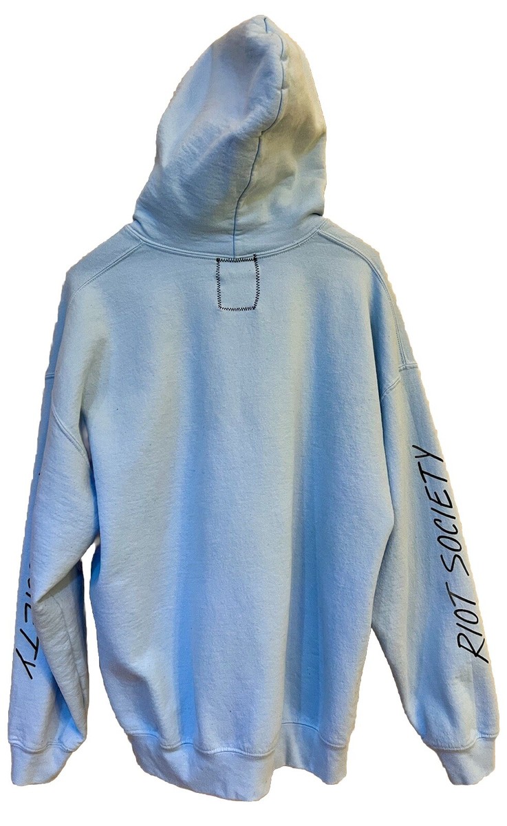 Riot Society Pullover Hoodie Embroidered Broken Heart Baby Blue Size XL  Unisex