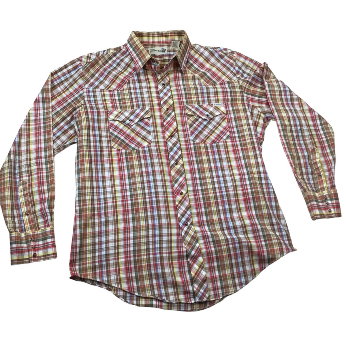 トップス 70s GENUINE ROEBUCKS CHECK SHIRT VINTAGE Men's Genuine Roebucks Pearl Snap Button-up Shirt Vintage Plaid