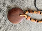 Vintage Beaded Necklace with Large Round Wooden Pendant — photo 6