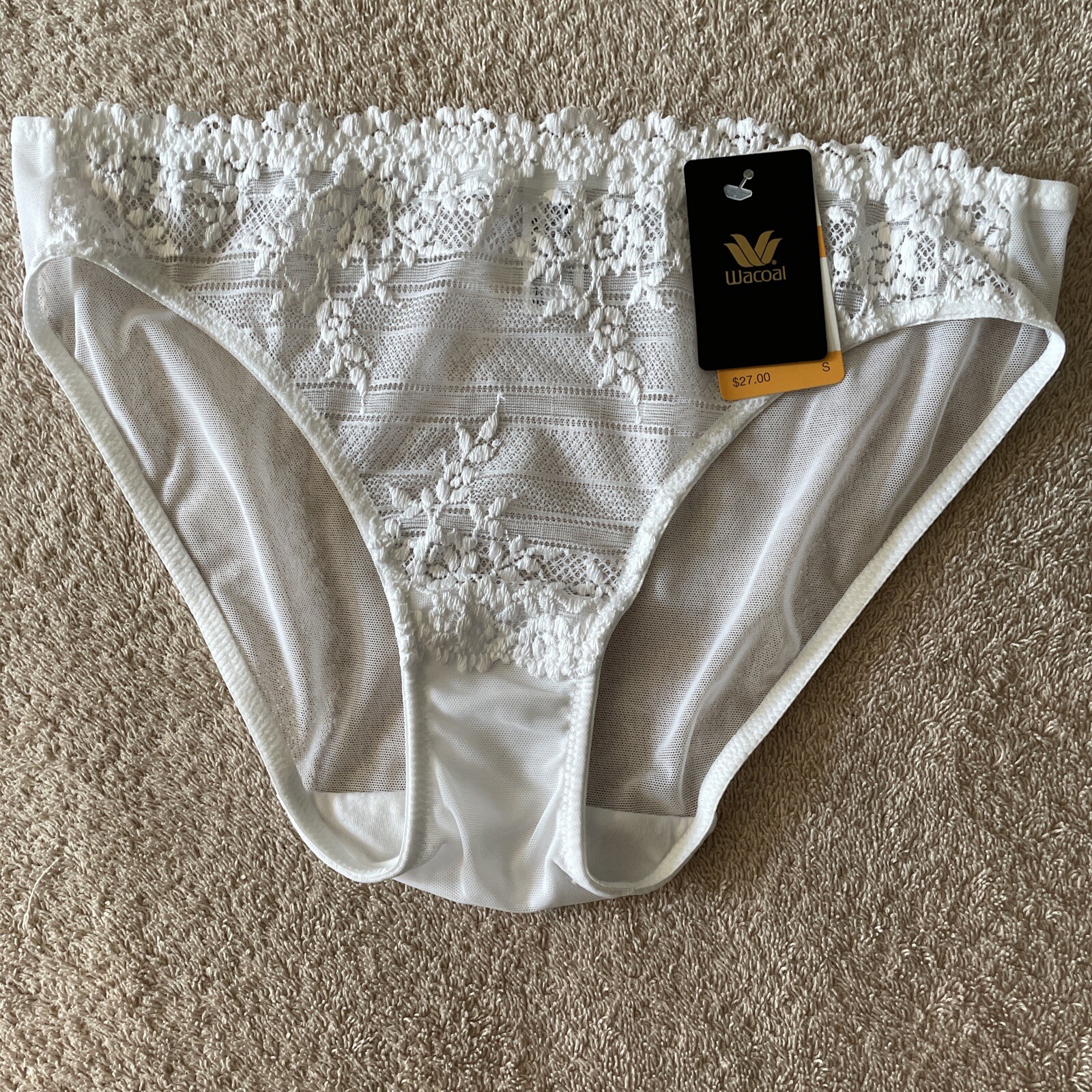 White Wacoal 64391 Embrace Lace Bikini Panties Size Small for sale