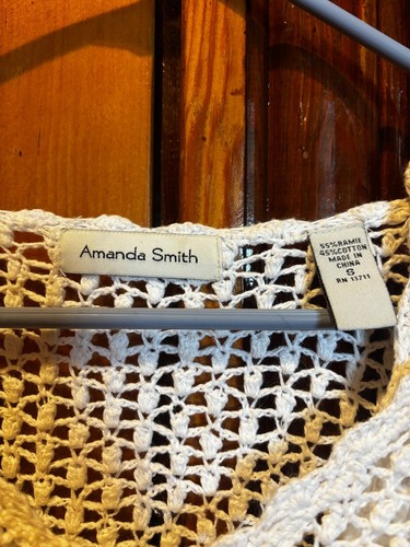 Vintage Amanda Smith White Crochet Cardigan with Tank/Shell Size Small - Picture 3 of 9
