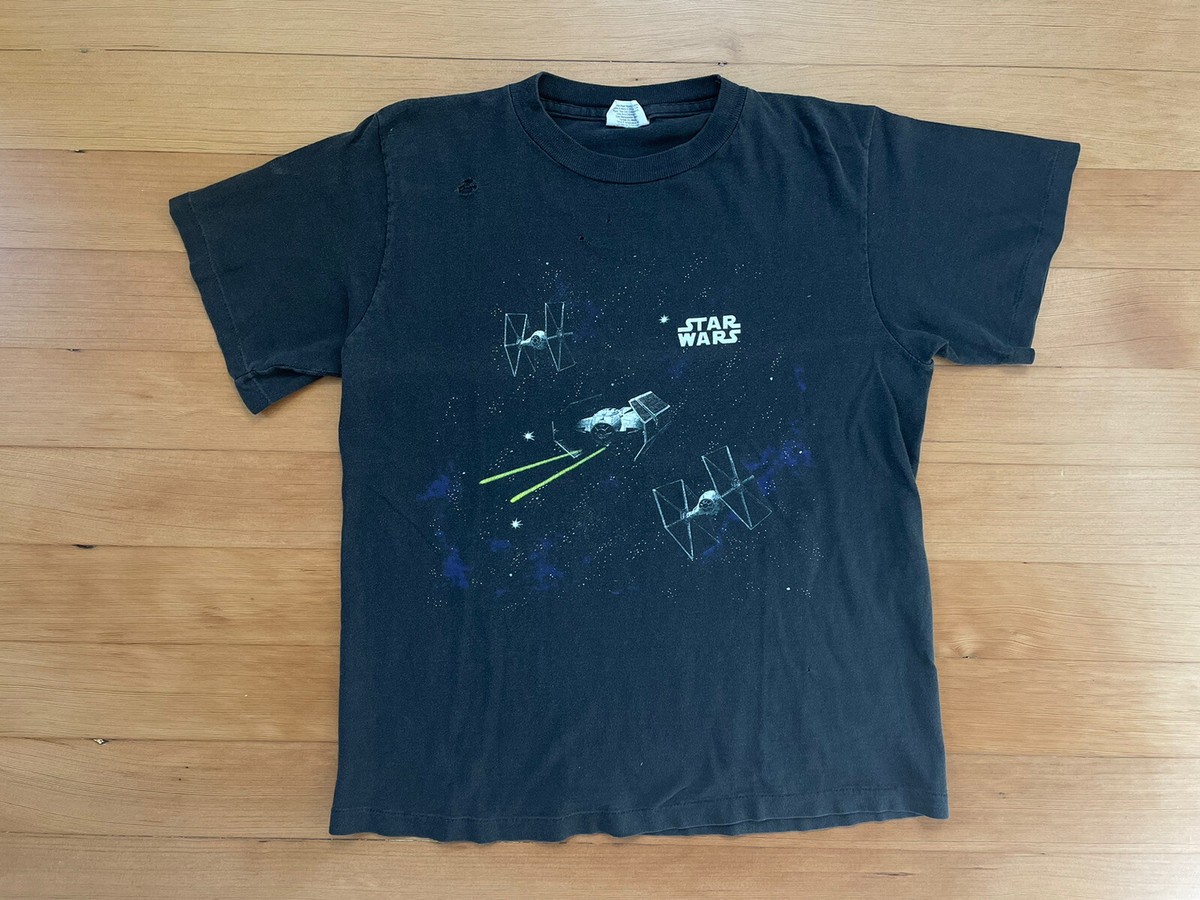 Vintage Star Wars T Shirt Death Star TIE Fighter Single Stitch