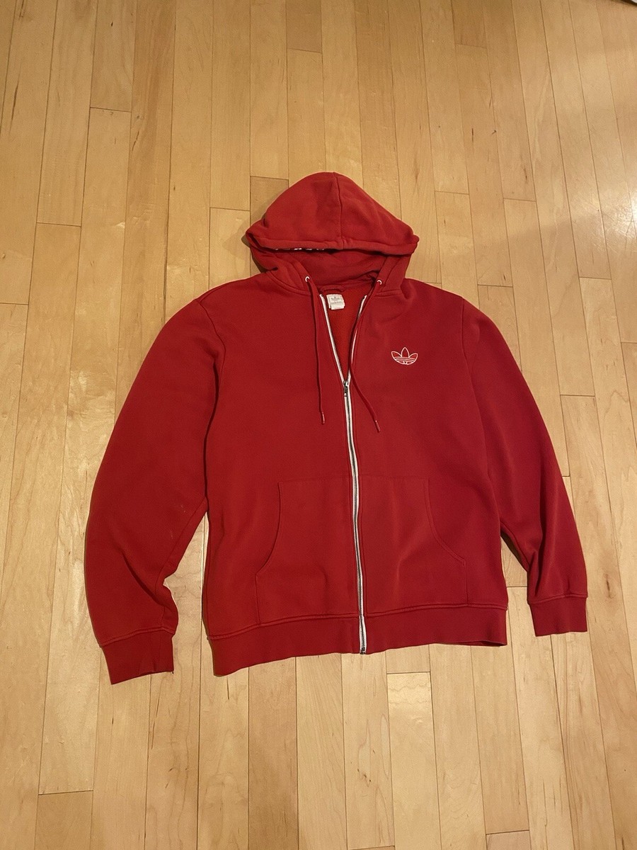 Adidas Originals Red Adicolor Loose Fit Fleece Hoodie Track Top