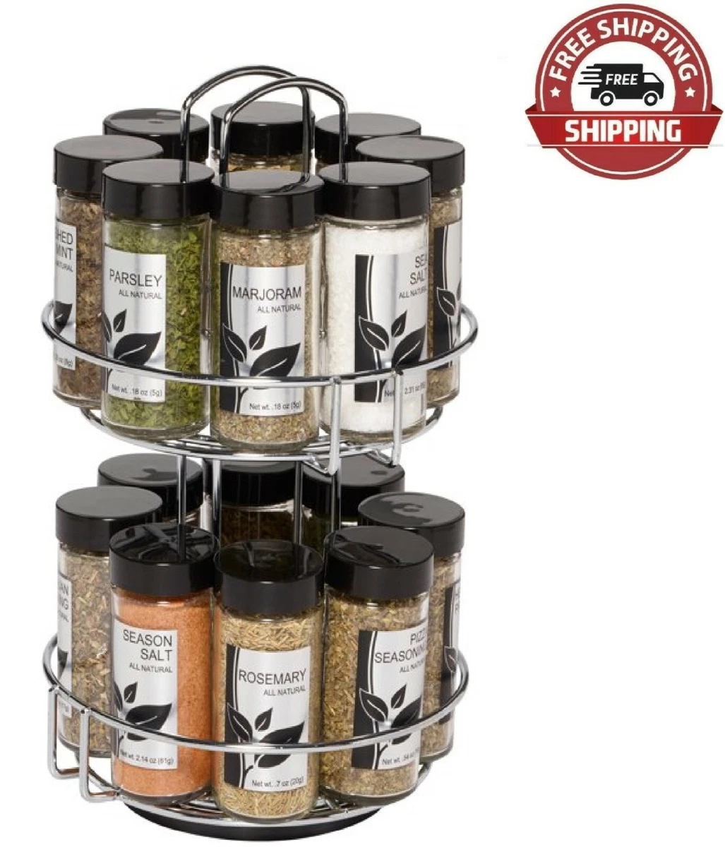 16-Jar Revolving Chrome Wire Spice Rack Spices and Jars Included Kitchen  Cook