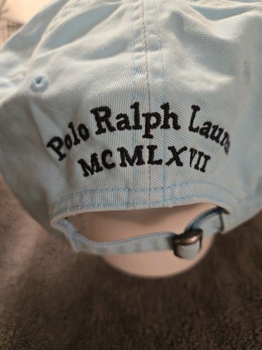 Polo Ralph Lauren Lt. Blue Hat Cap Strapback Big Pony #3 MCMLX VII Rare - Bild 3 von 5