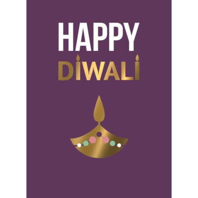 Happy Diwali Gold Foil - Diwali Diya Karte