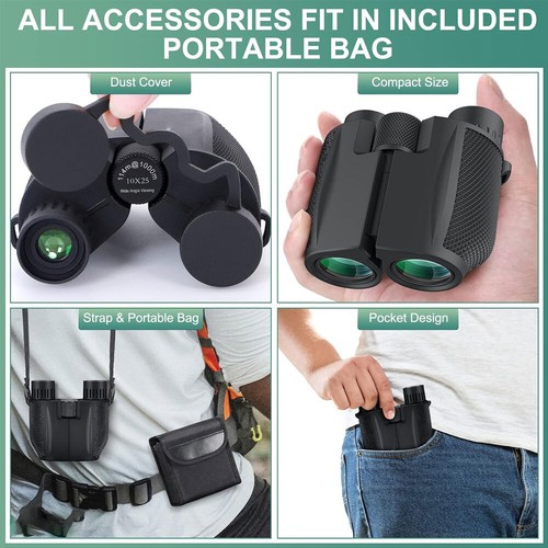 10X25 HD High Power Binoculars 10x Magnification Wide View Telescope Foldable US - Picture 16 of 18